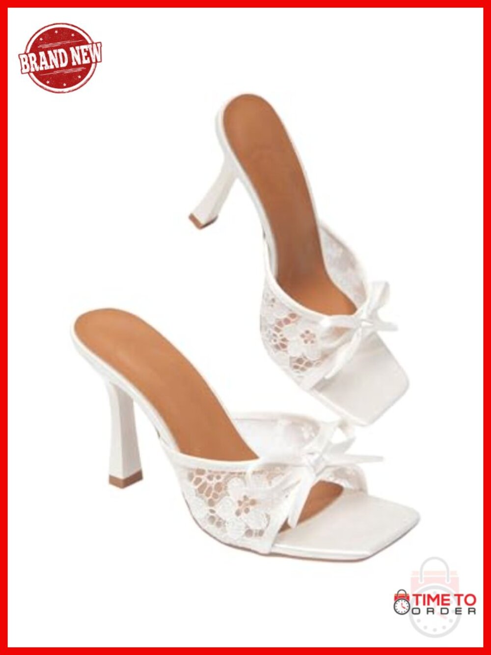 Lace Kitten Heel Sandals Square Toe Dressy Party Wedding Shoes
